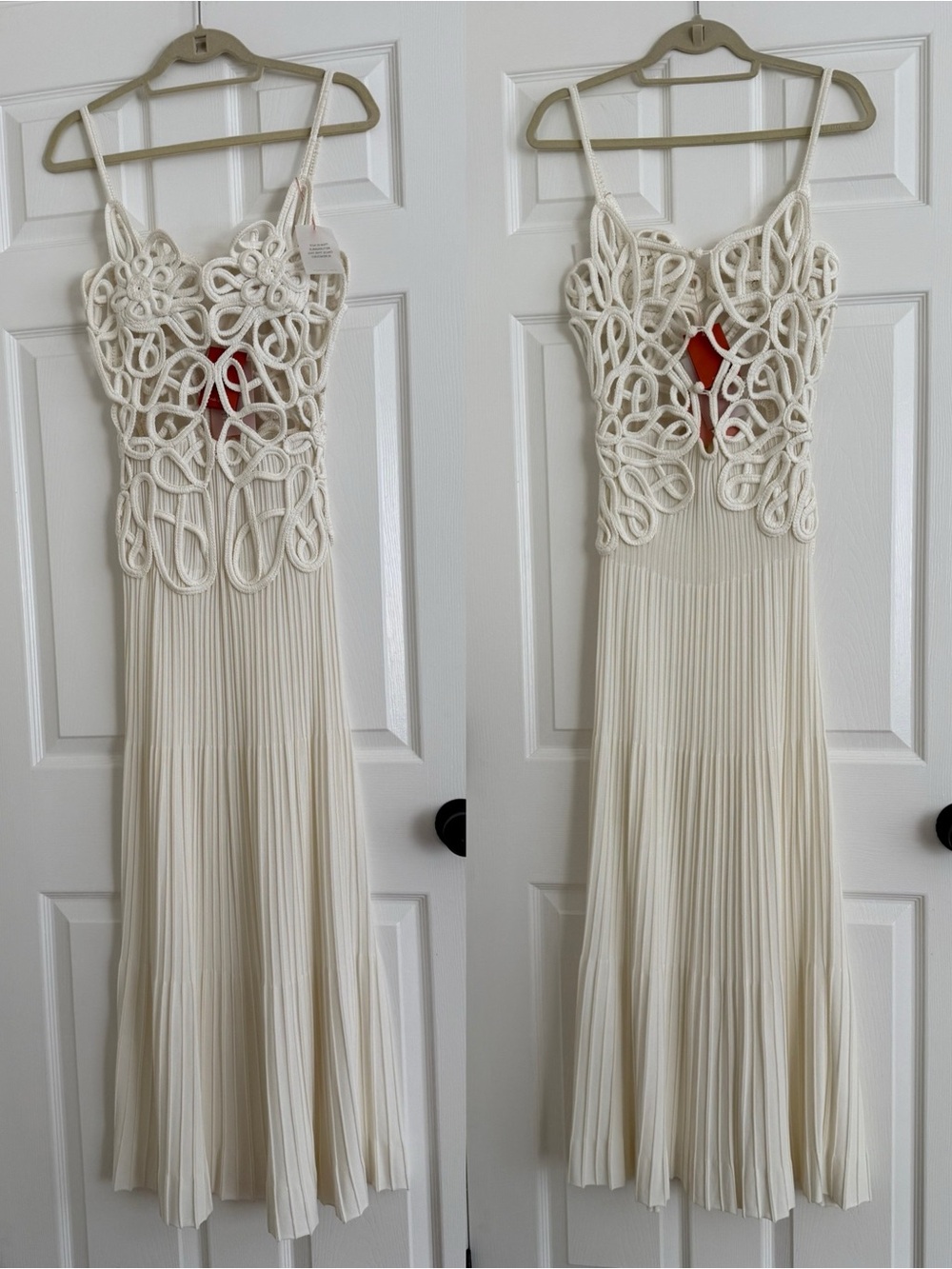Cult Gaia Nalda Crocheted Semi Sheer Stretch Knit Dress Off White NEW with tags - Picture 3 of 13